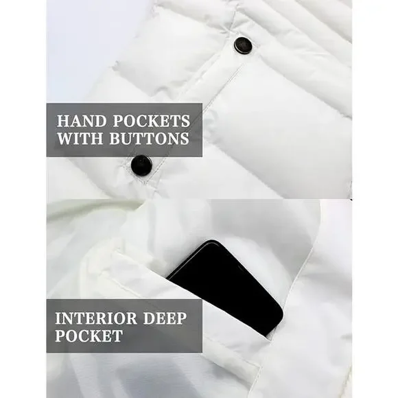 New Szory Down Jacket Women's Size L Long Puffer Parka Coat Removable Fur Hood - Picture 6 of 10